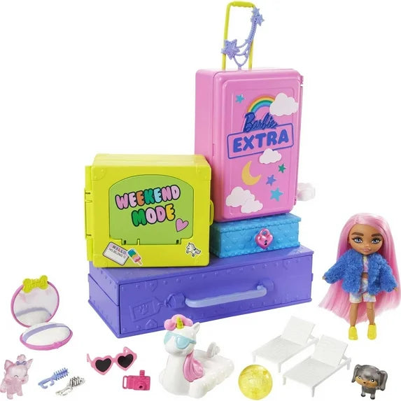 Barbie Extra Minis Pet Dollhouse, Travel Party Playset with Doll, Puppies & Accessories - Fashions for Home