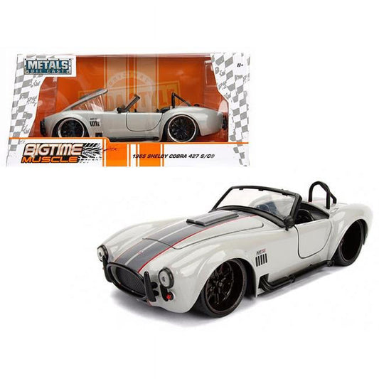 Big Time Muscle 1:24 1965 Shelby Cobra 427 S/C Die-cast Car White/Black Stripes Play Vehicles Fashions for Home