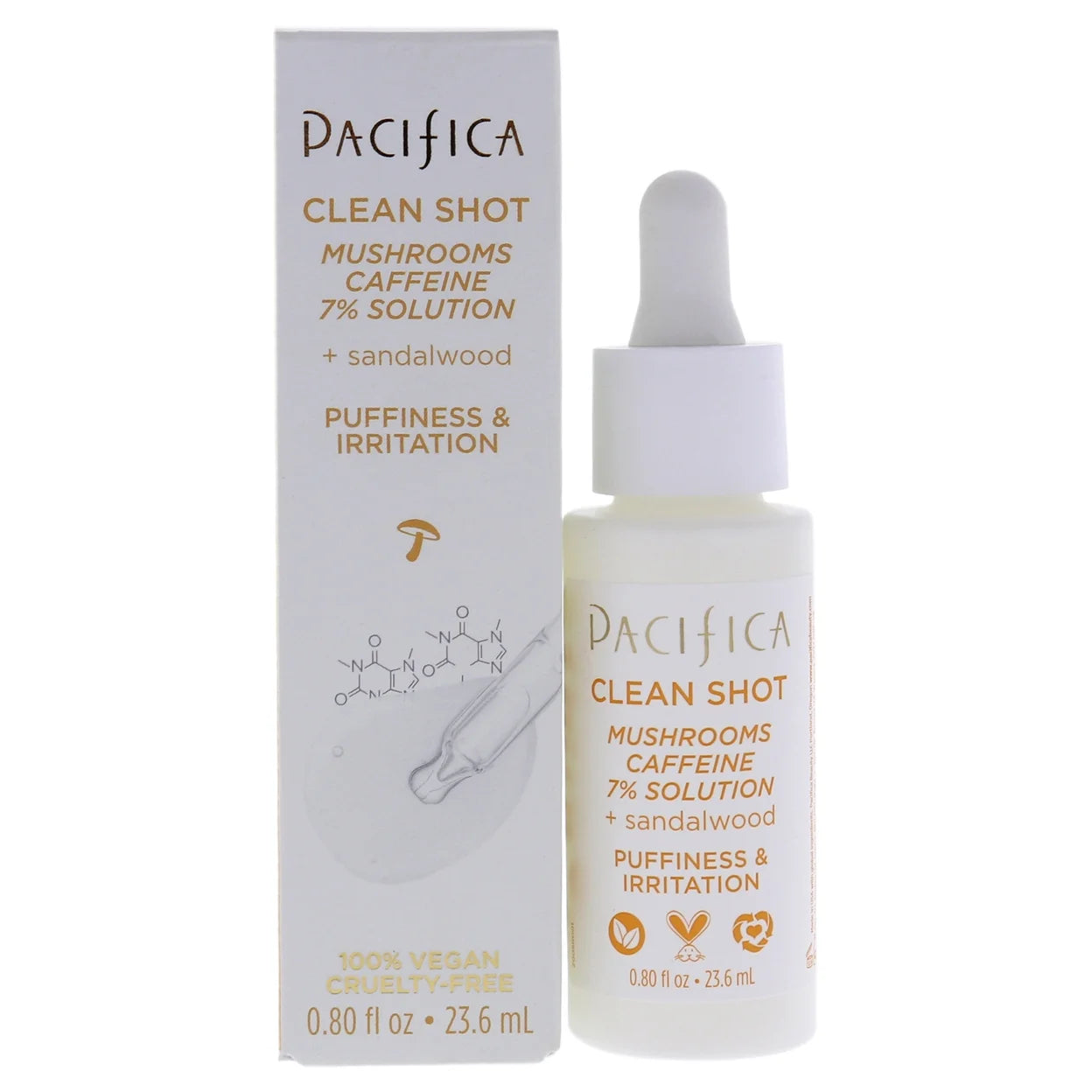 Clean Shot Mushrooms and Caffeine 7 Percent by Pacifica for Unisex - 0.80 oz Serum - Fashions for Home