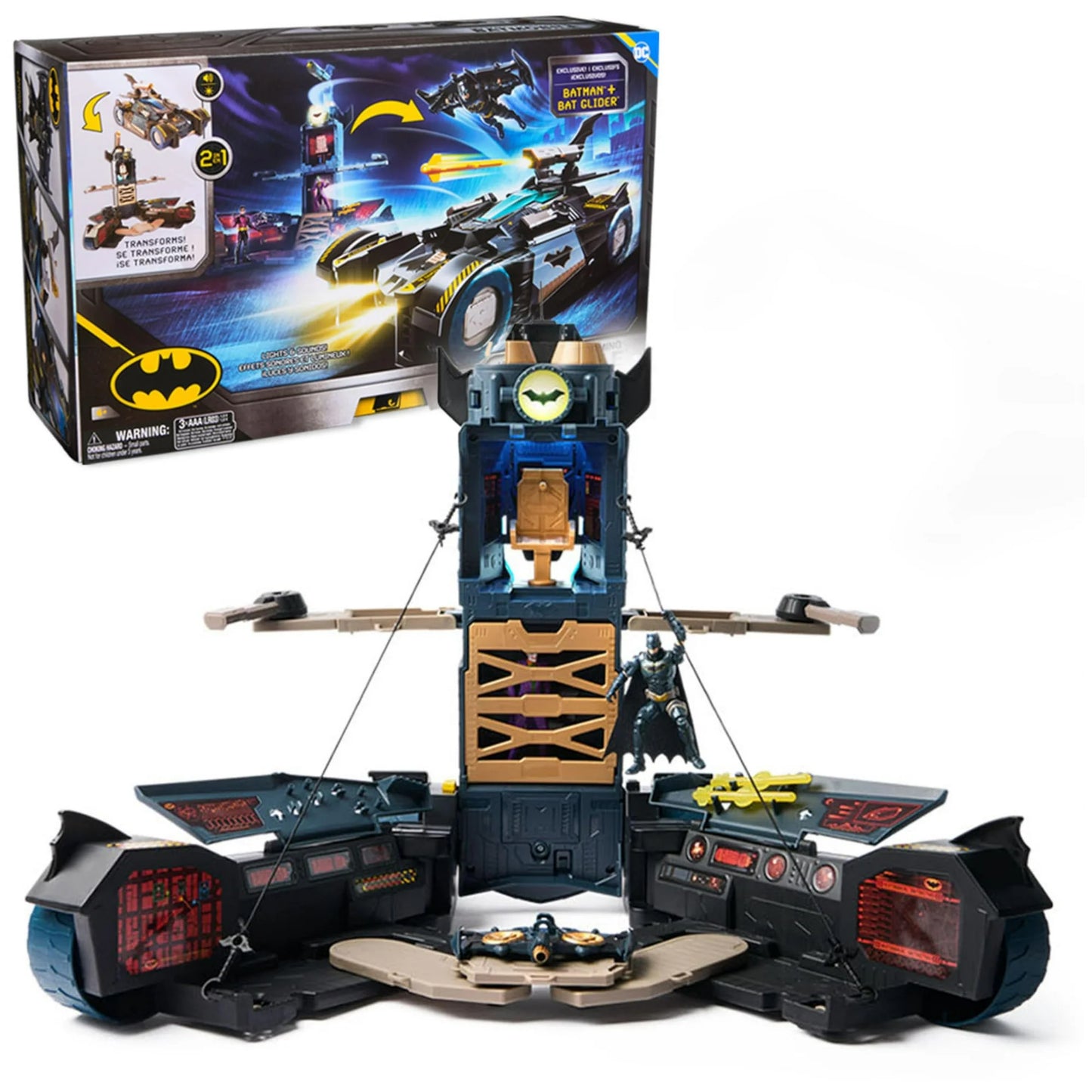 DC Comics Batman, Ultimate Transforming Batmobile Playset, 2-in-1 Playset with Exclusive Figure and Glider, Lights, Sounds, Kids Toys for Boys and Girls 4+ Fashions for Home