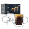 Disney Mickey Mouse & Pluto Aroma Double Wall Glass Coffee Mugs - 5.4 oz - (Set of 2)