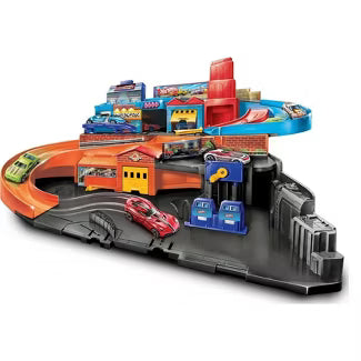 Hot Wheels Ultra Hots Sto & Go Track Set, 5 Die-Cast Cars, Ages 3+, 36" x 24" x 12", Plastic - Fashions for Home