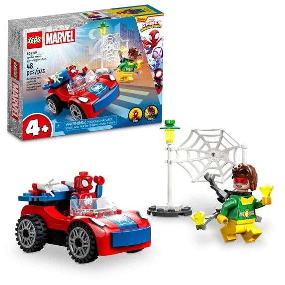 LEGO Marvel Spider-Man's Car and Doc Ock Set 10789, Spidey and His Amazing Friends Buildable Toy for Kids 4 Plus Years Old with Glow in the Dark Pieces Fashions for Home