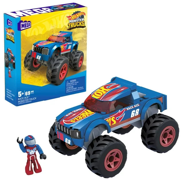 MEGA Hot Wheels Race Ace Monster Truck Building Set with 1 Figure (69 Pieces)