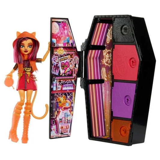 Monster High Skulltimate Secrets: Neon Frights Toralei Stripe Fashion Doll & Dress Up Werecat Locker