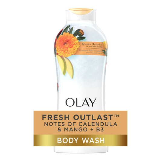 Olay Fresh Outlast Notes of Calendula & Mango Nectar Body Wash, All Skin Types, 22 fl oz