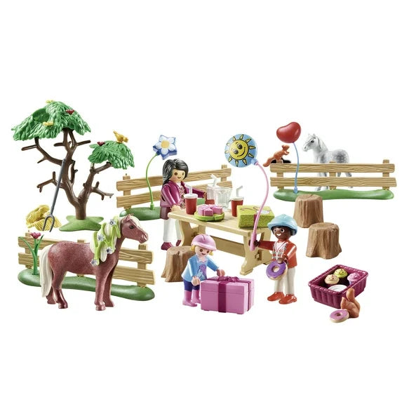 PLAYMOBIL Pony Farm Birthday Party Action Figure Set, 81 Pieces Fashions for Home