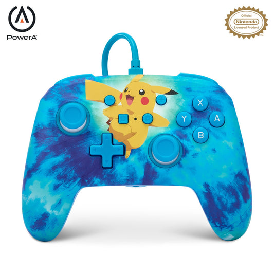 PowerA Enhanced Wired Controller for Nintendo Switch - Pikachu Tie-Dye - Fashions for Home
