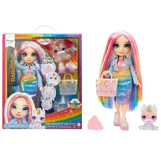 Rainbow High Amaya with Slime Kit & Pet, 11” Doll, Rainbow, Ages 4+