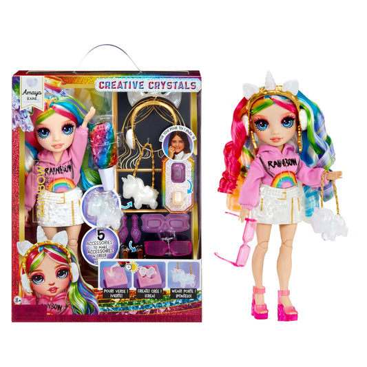 Rainbow High Creative Crystals Amaya - Rainbow 11” Fashion Doll with Crystal Accessory Make It Kit, Ring for You, DIY, Crafts, Resin, Kids Gift 8+