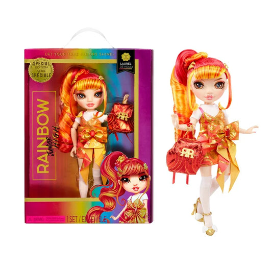 Rainbow Junior High Special Edition Laurel De’Vious - 9" Red, Orange Posable Fashion Doll with Accessories, Soft Backpack. Great Toy Gift for Kids Ages 4-12