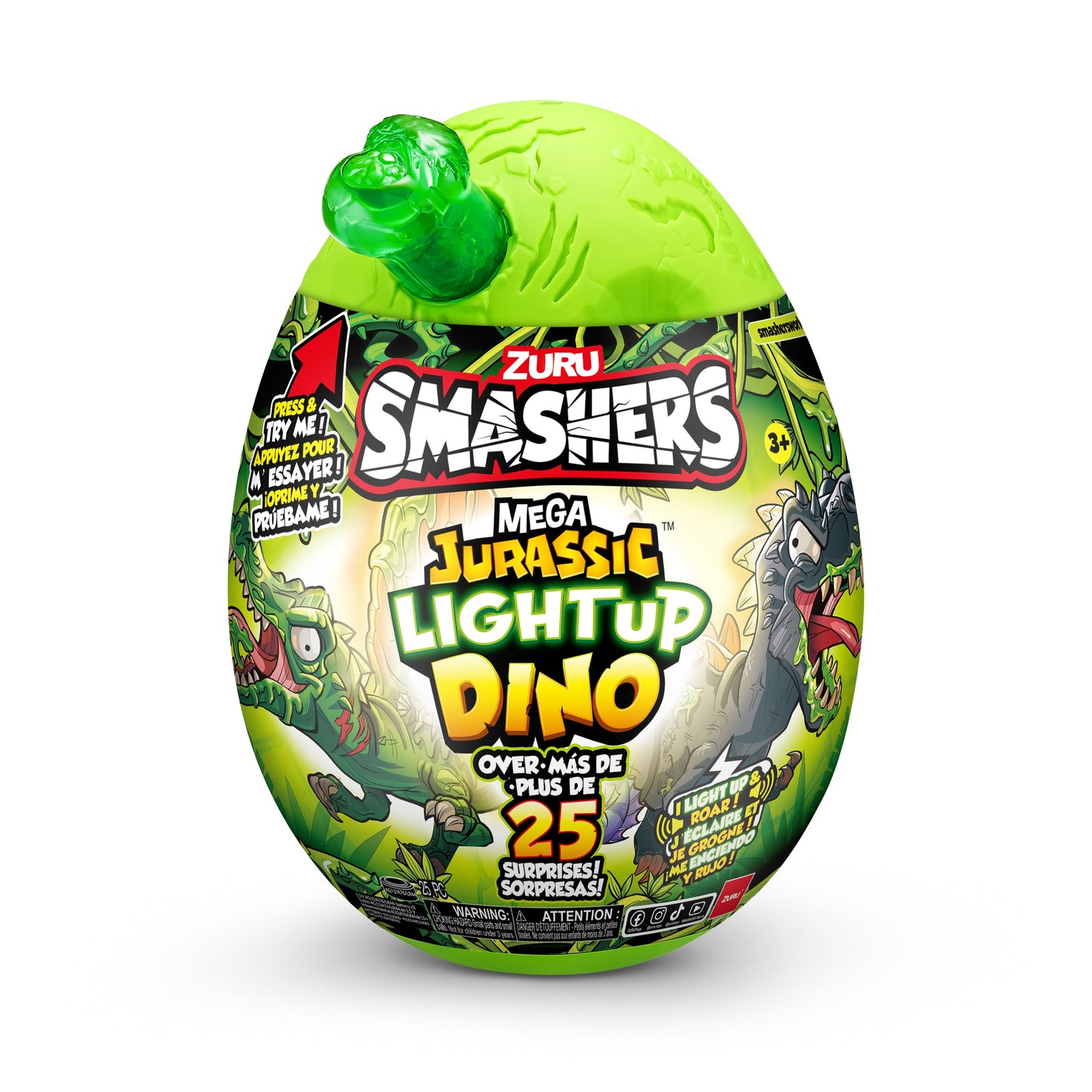 Smashers Mega Jurassic Light up Dino Egg by ZURU T-Rex or Spino Dinosaur Toy for Child 3 Years and up - Fashions for Home