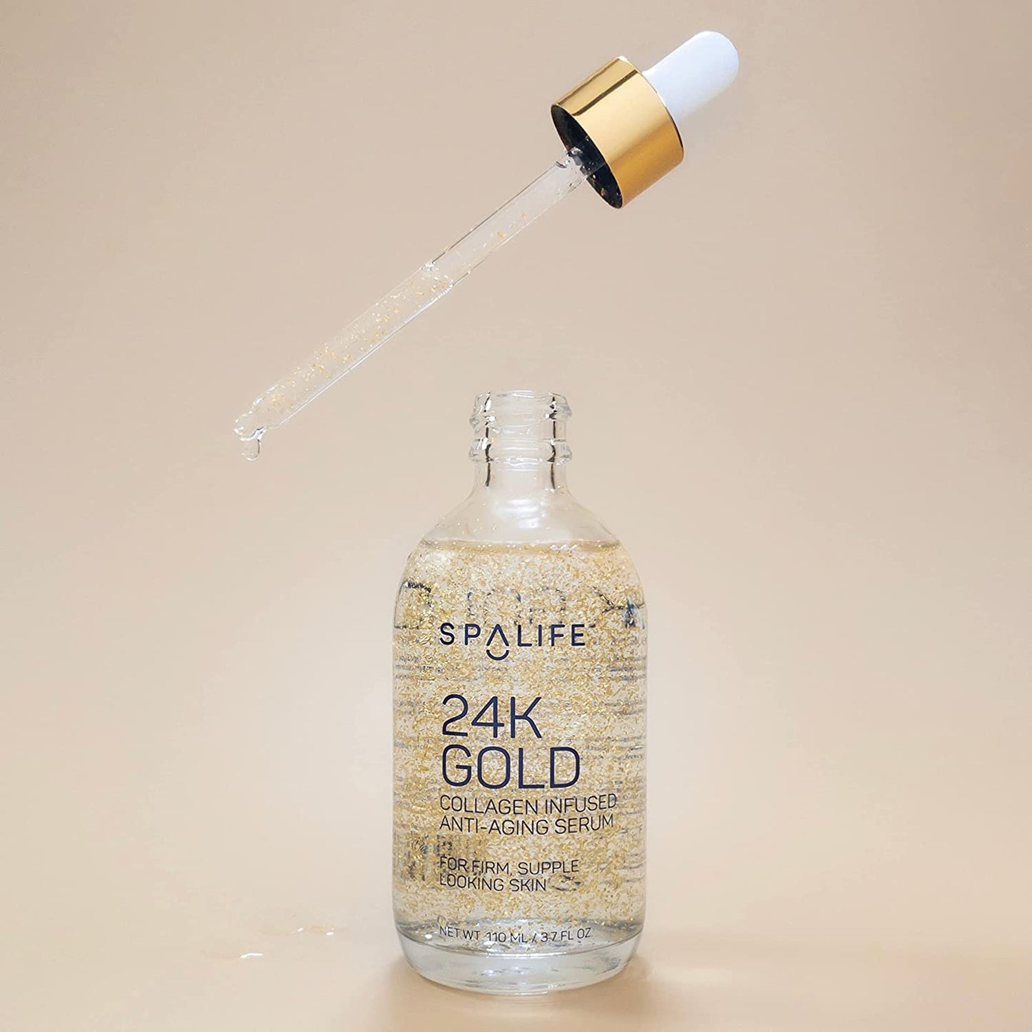 SpaLife Nourishing Anti-Aging 24k Gold & Collagen Serum, 3.7 oz.