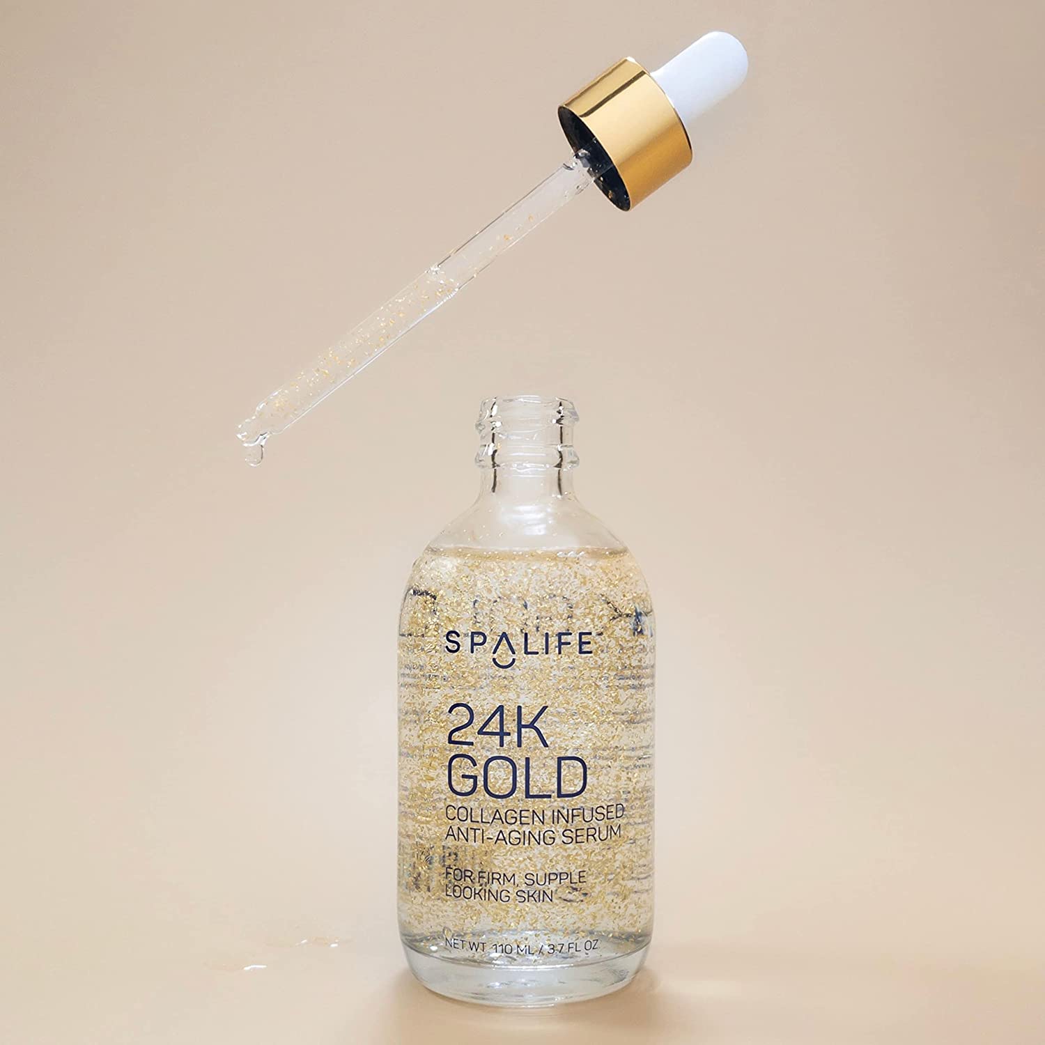 SpaLife Nourishing Anti-Aging 24k Gold & Collagen Serum, 3.7 oz.