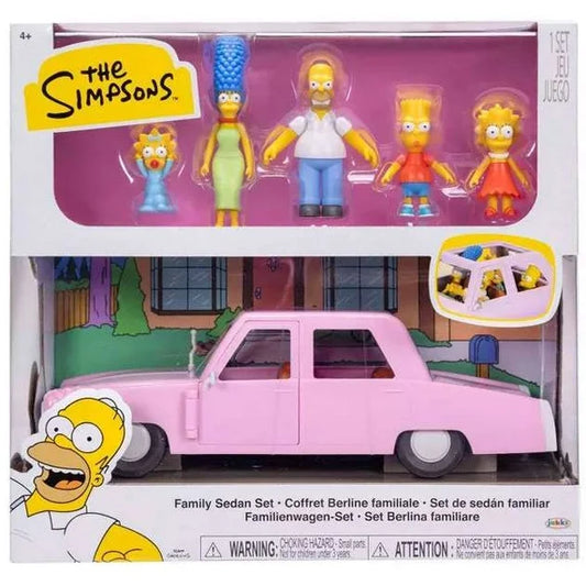 The Simpsons Family Sedan Playset with 5 Character Figures, 2.5-Inch Scale, Poseable Action Figure Set - Fashions for Home