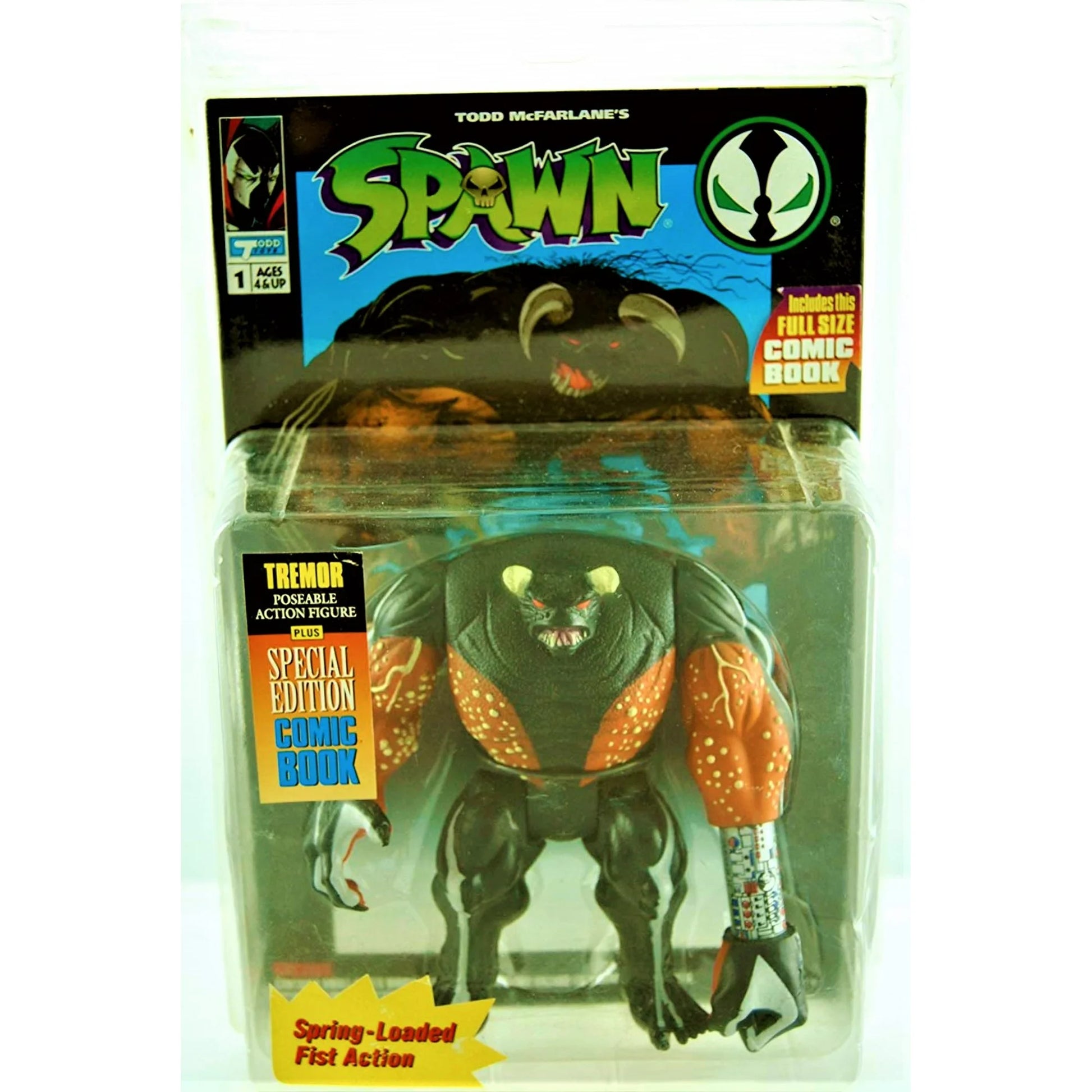 Todd Toys Spawn - 1994 - Tremor Action Figure - Includes Special Edition Comic Book - Spring Loaded Fist Action - Limited Edition  - Fashions for Home