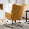 Rocking Chair with Pocket, Soft Teddy Fabric Rocking Chair for Nursery, Comfy Wingback Glider Rocker with Safe Solid Wood Base for Living Room Bedroom Balcony (Turmeric)