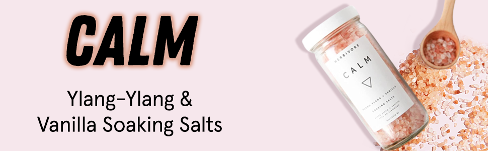 HERBIVORE Calm Soaking Bath Salts – Natural Himalayan Pink Salt, Moisturizing + Relaxing, Ylang Ylang & Vanilla, Plant-Based, Vegan, Cruelty-Free, 8 oz