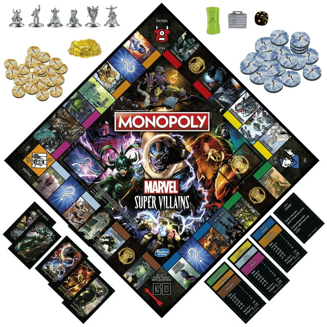 monopoly marvel super villains edition board game for kids and family ages 8 and up 2 6 players