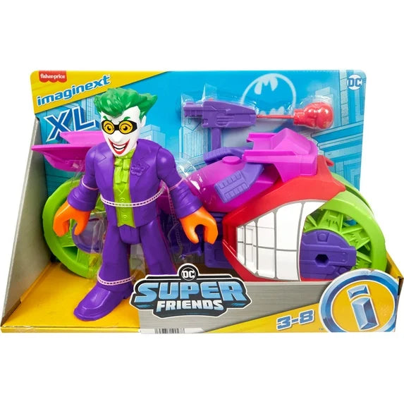 Imaginext DC Super Friends The Joker XL Figure and Laff Cycle Vehicle Set for Kids, 10-inches Fashions for Home