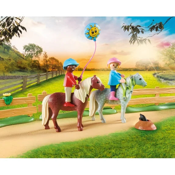 PLAYMOBIL Pony Farm Birthday Party Action Figure Set, 81 Pieces Fashions for Home