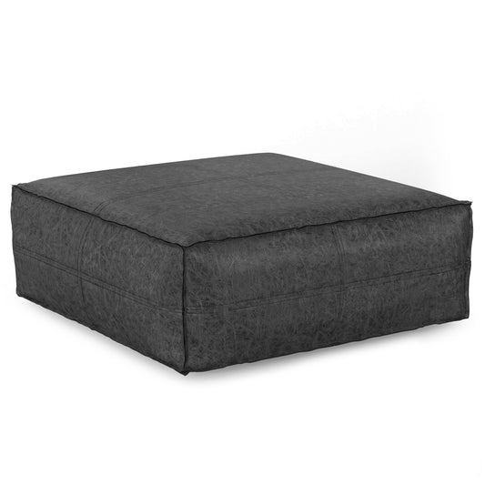 Brody - Extra Large Coffee Table Pouf - Distressed Black - Fashions for Home