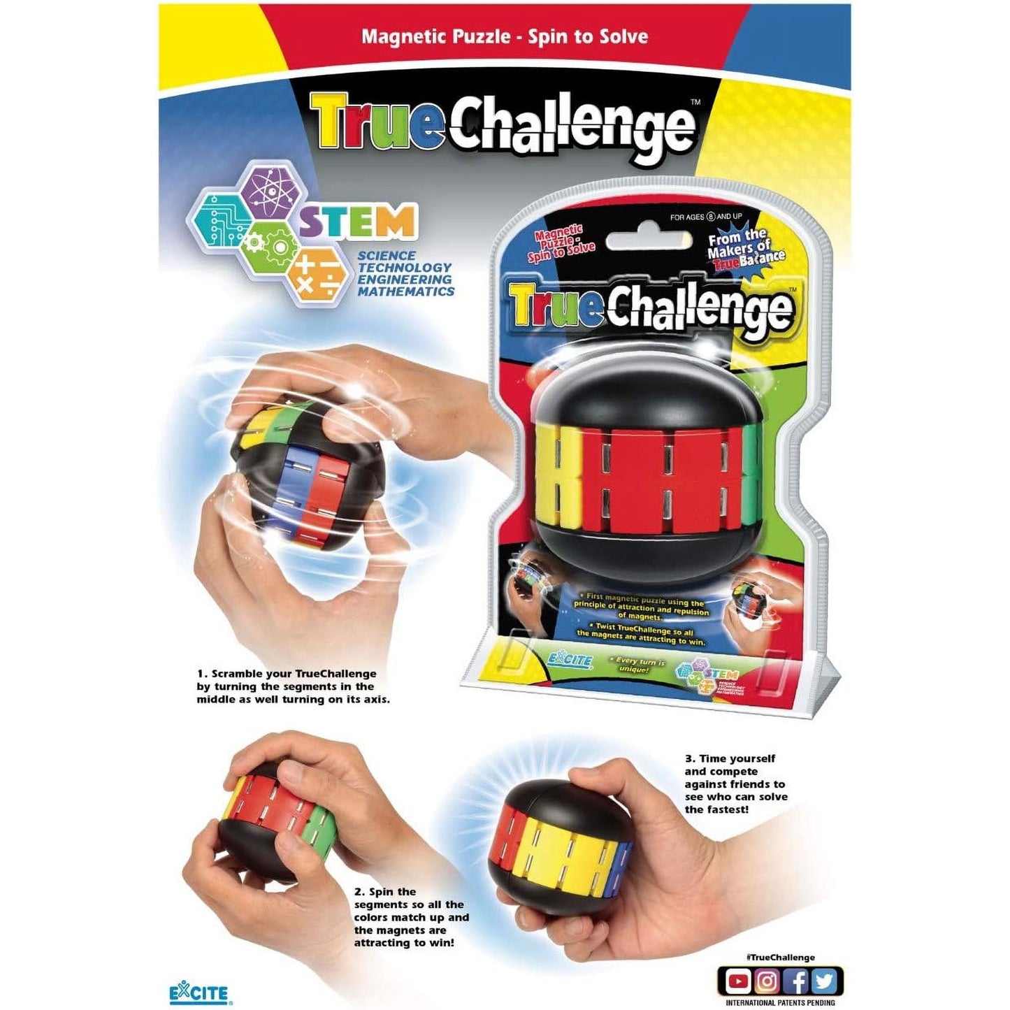 TRUEChallenge by TRUEBalance Is The Ultimate Magnetic Puzzle Game- Spin to Solve. Nothing beats the Challenge and exhilaration of solving puzzles. Best coordination and STEM learning toy on the m