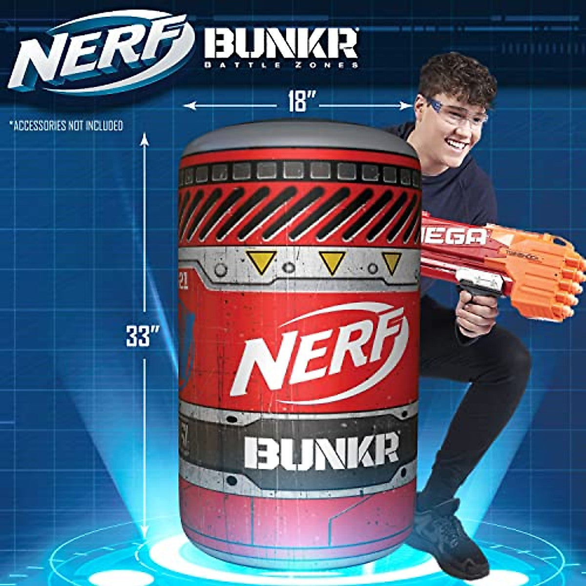 NERF Bunkr BattleZone Competition Pack of 4 Inflatable Crate and Barrel Shields - Barricades for Nerf Party and Nerf War