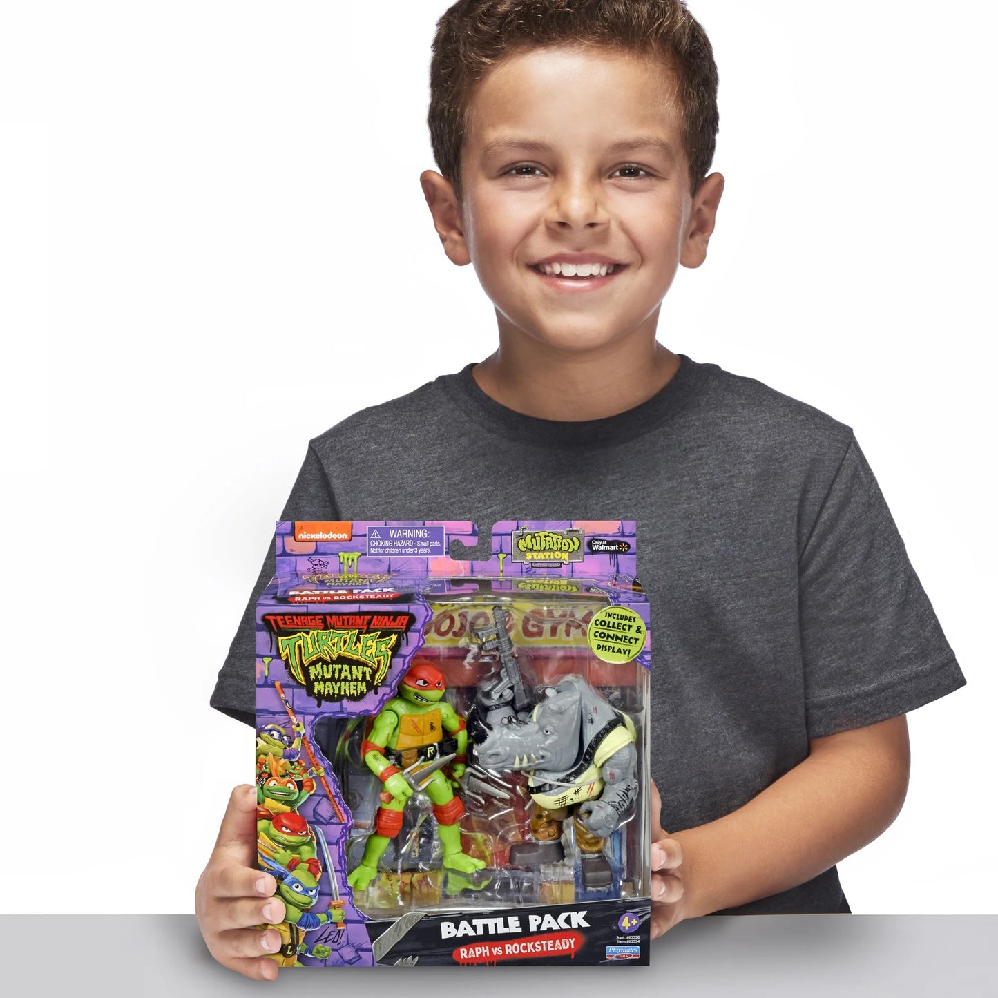 Teenage Mutant Ninja Turtles Mutant Mayhem Mutation Station Raph Vs Rocksteady Exclusive 4.6-Inch Battle Pack