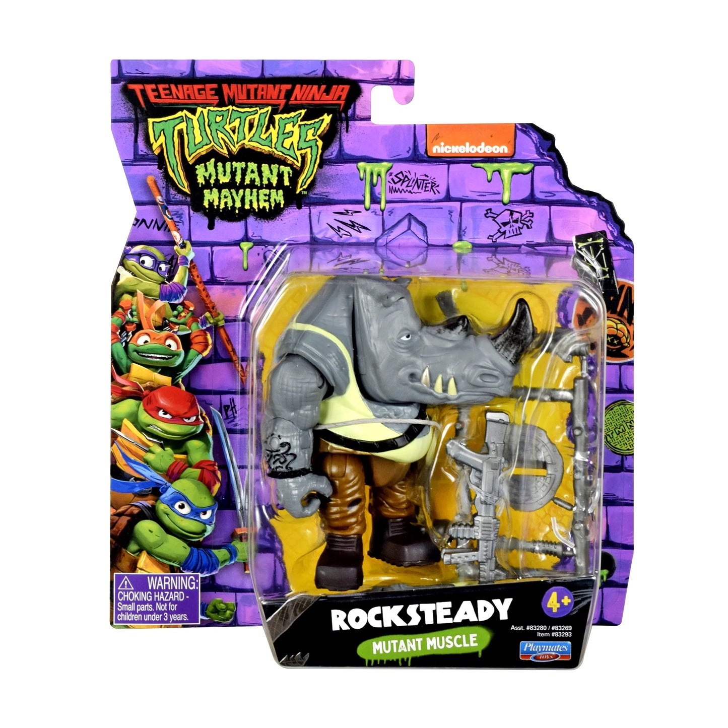 Teenage Mutant Ninja Turtles Mutant Mayhem Rocksteady Basic Action Figure, 4.25