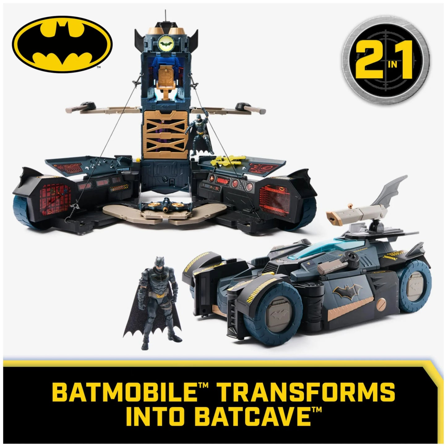 DC Comics Batman, Ultimate Transforming Batmobile Playset, 2-in-1 Playset with Exclusive Figure and Glider, Lights, Sounds, Kids Toys for Boys and Girls 4+ Fashions for Home