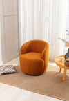 Teddy Fabric Swivel Accent Armchair Barrel Chair With Black Powder Coating Metal Ring,Caramel