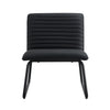 Black minimalist armless sofa chair with PU backrest, paired with black metal legs, suitable for offices, restaurants, kitchens, and bedrooms