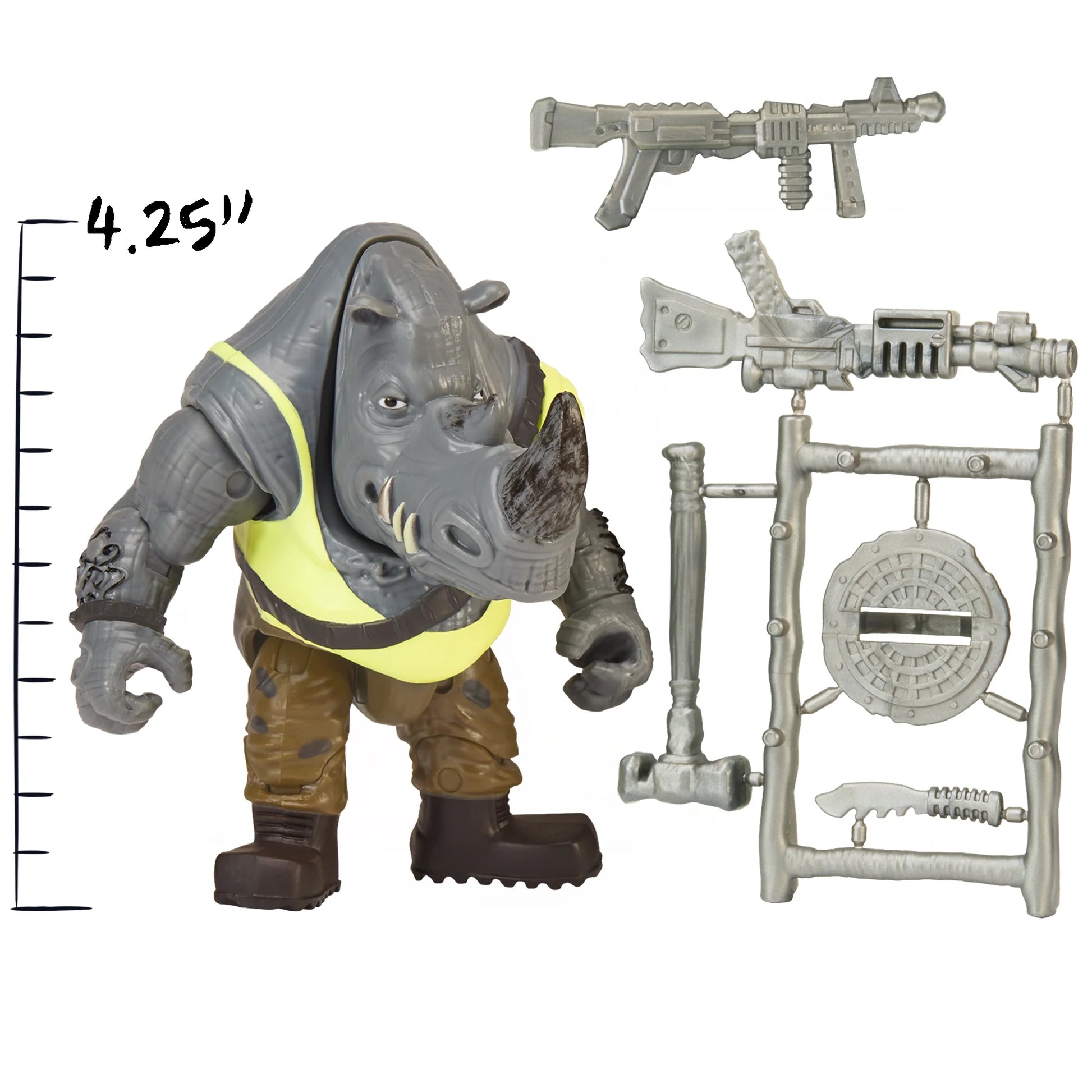 Teenage Mutant Ninja Turtles Mutant Mayhem Rocksteady Basic Action Figure, 4.25