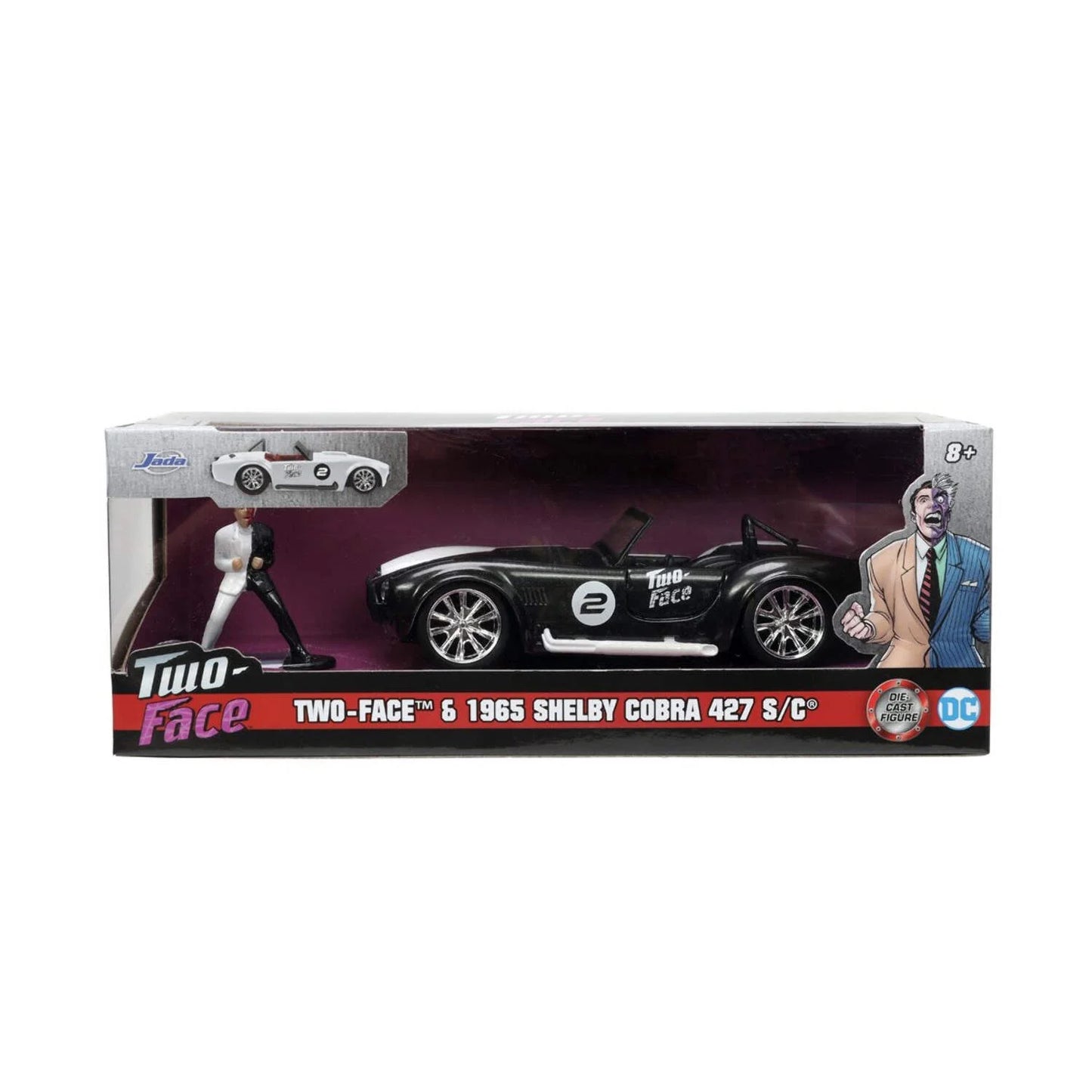 DC Comics 1:32 1965 Shelby Cobra 427 SC Die-cast Car w/ 1.65" Two Face Figure, Toys for Kids and Adults