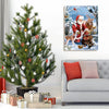 Framed Canvas Wall Art Decor Painting For Chrismas,Santa Claus with Cute Animals Painting For Chrismas Gift, Decoration For Chrismas Eve Office Living Room, Bedroom Decor-Ready To Hang