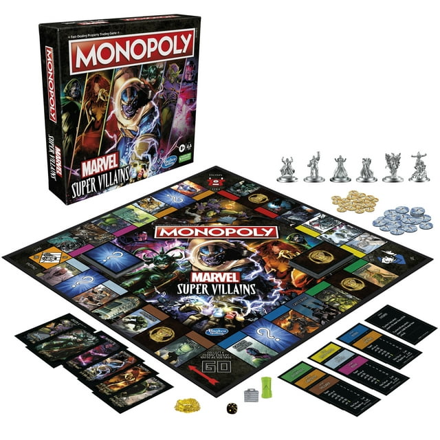 monopoly marvel super villains edition board game for kids and family ages 8 and up 2 6 players