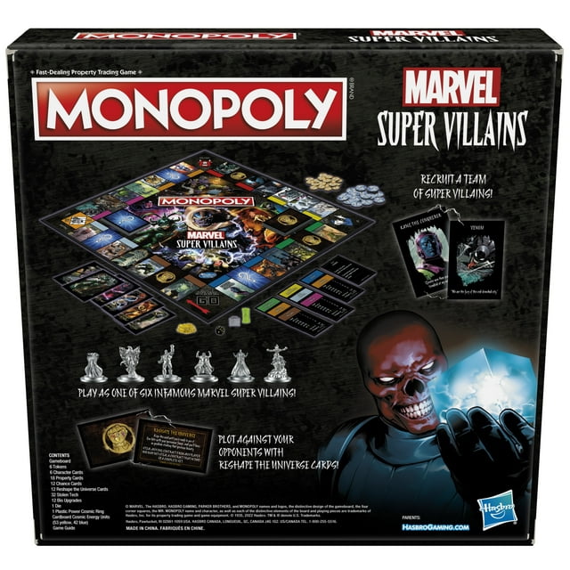 monopoly marvel super villains edition board game for kids and family ages 8 and up 2 6 players
