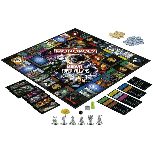 monopoly marvel super villains edition board game for kids and family ages 8 and up 2 6 players