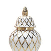 White and Gold Ceramic Decorative Ginger Jar Vase