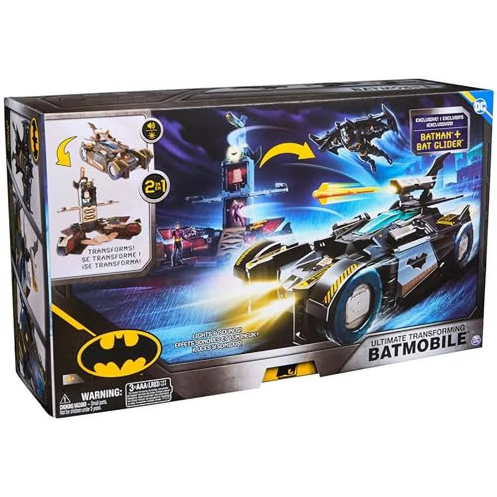 DC Comics Batman, Ultimate Transforming Batmobile Playset, 2-in-1 Playset with Exclusive Figure and Glider, Lights, Sounds, Kids Toys for Boys and Girls 4+ Fashions for Home