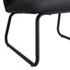 Black minimalist armless sofa chair with PU backrest, paired with black metal legs, suitable for offices, restaurants, kitchens, and bedrooms