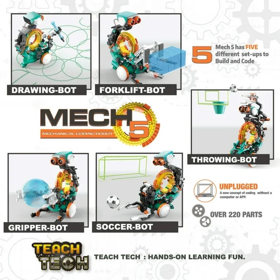 Teach Tech™ Mech 5 TTC895 | Entry Level Mechanical Coding Robot | STEM Educational Toy for Kids 10+ Fashions for Home