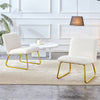 One White minimalist armless sofa chair with plush cushion and backrest paired with golden metal legs, suitable for offices, restaurants, kitchens, bedrooms