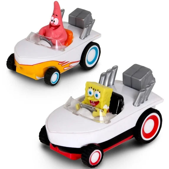 NKOK: Super Slot Car Race Set - SpongeBob Squarepants - Hot Rod Boat Vehicles, 8' Adjustable Track Layout, 2 Player Controllers, Lap Counter, Kids 6+ Fashions for Home