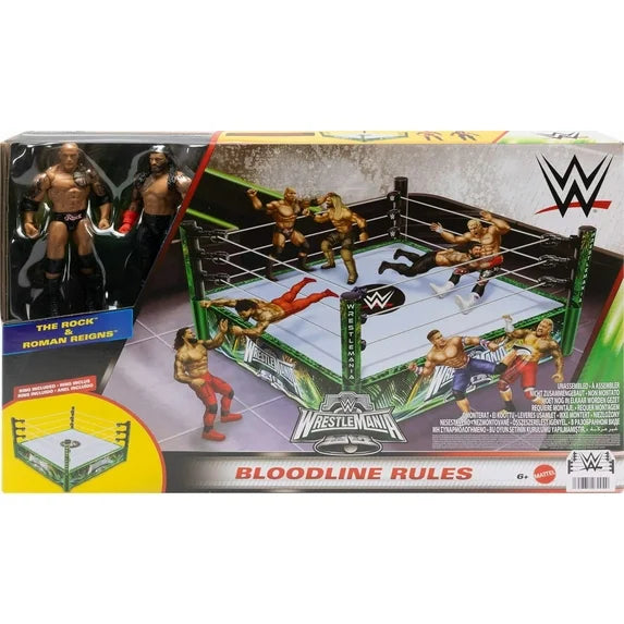 Mattel WWE Bloodline Rules Playset with Ring And 2 6-inch Action Figures THE ROCK & ROMAN REIGNS Fashions for Home