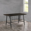 1pc Counter Height Dining Table w Glass Insert Top Wine Rack Base Casual Dining Furniture Brown Wood Gray Metal Finish