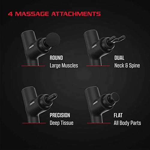 FitRx Massage Gun Handheld Deep Tissue Percussion Massager with 6 Speeds and 4 Swappable Heads For Premium Neck Back & Muscle Relief Fashions for Home
