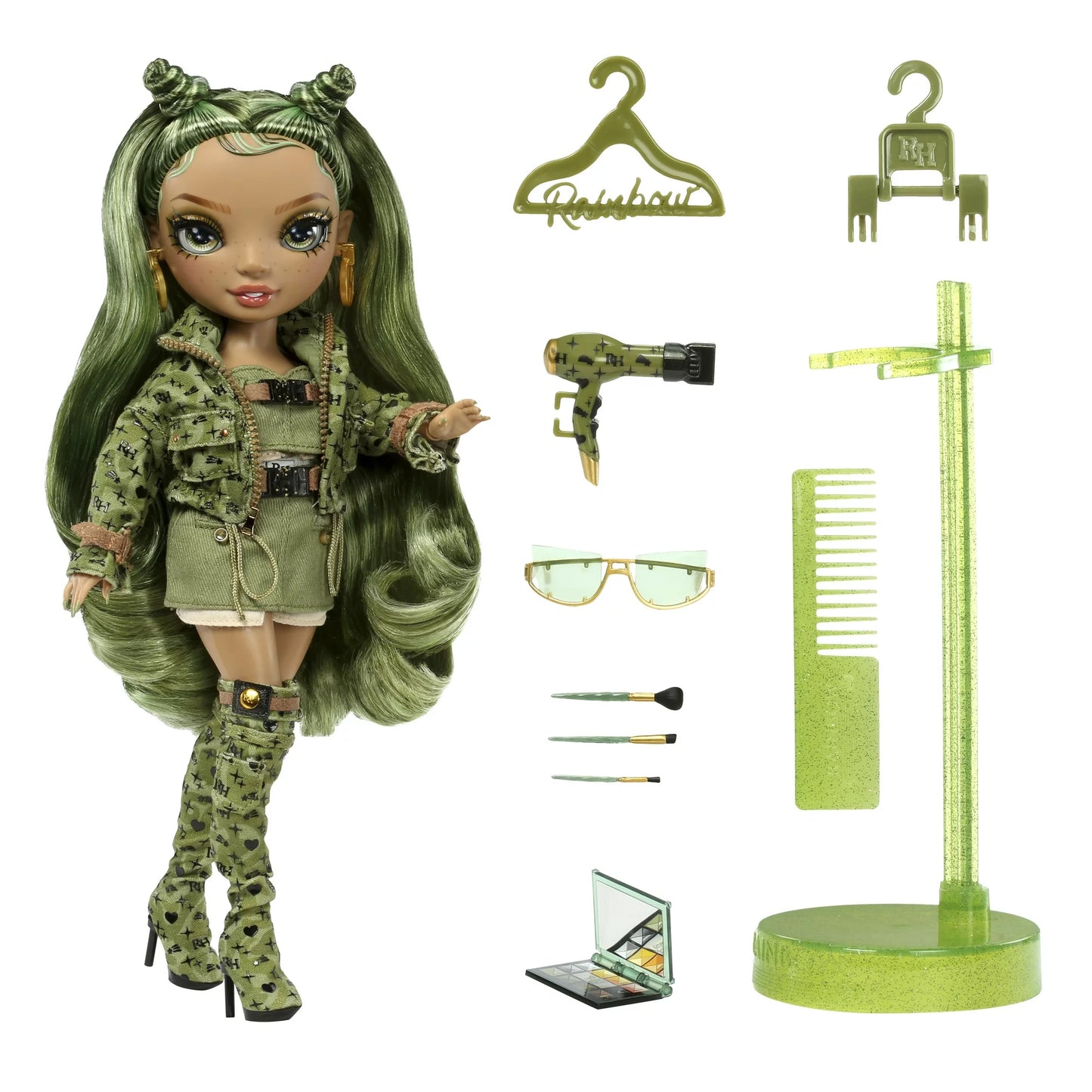 Rainbow High Olivia, Camo Green Fashion Doll, Outfit & 10+ Colorful Play Accessories. Kids Gift 4-12 Years Old and Collectors