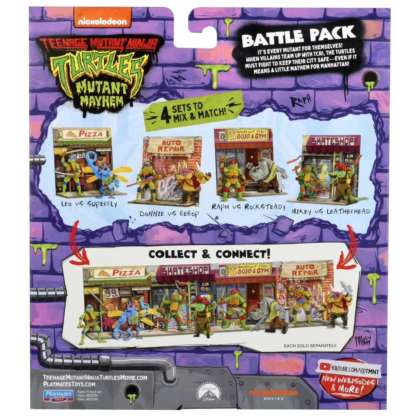 Teenage Mutant Ninja Turtles Mutant Mayhem Mutation Station Raph Vs Rocksteady Exclusive 4.6-Inch Battle Pack